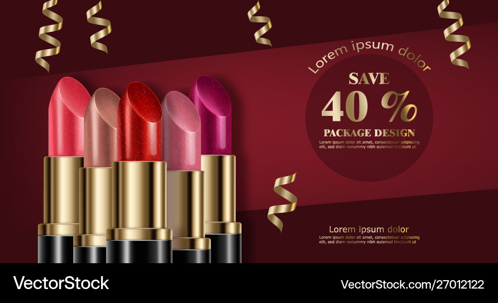 Lippenstift-Sets verspotten realistische 3D-Werbung Lippenstift-Sets verspotten realistische 3D-Werbung vektorbild