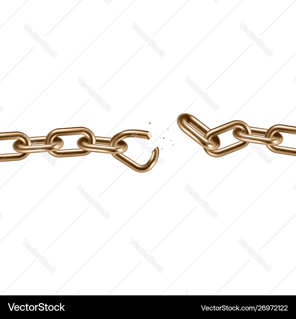 Metal golden broken chain 3d freedom concept Metal golden broken chain 3d freedom concept vector image