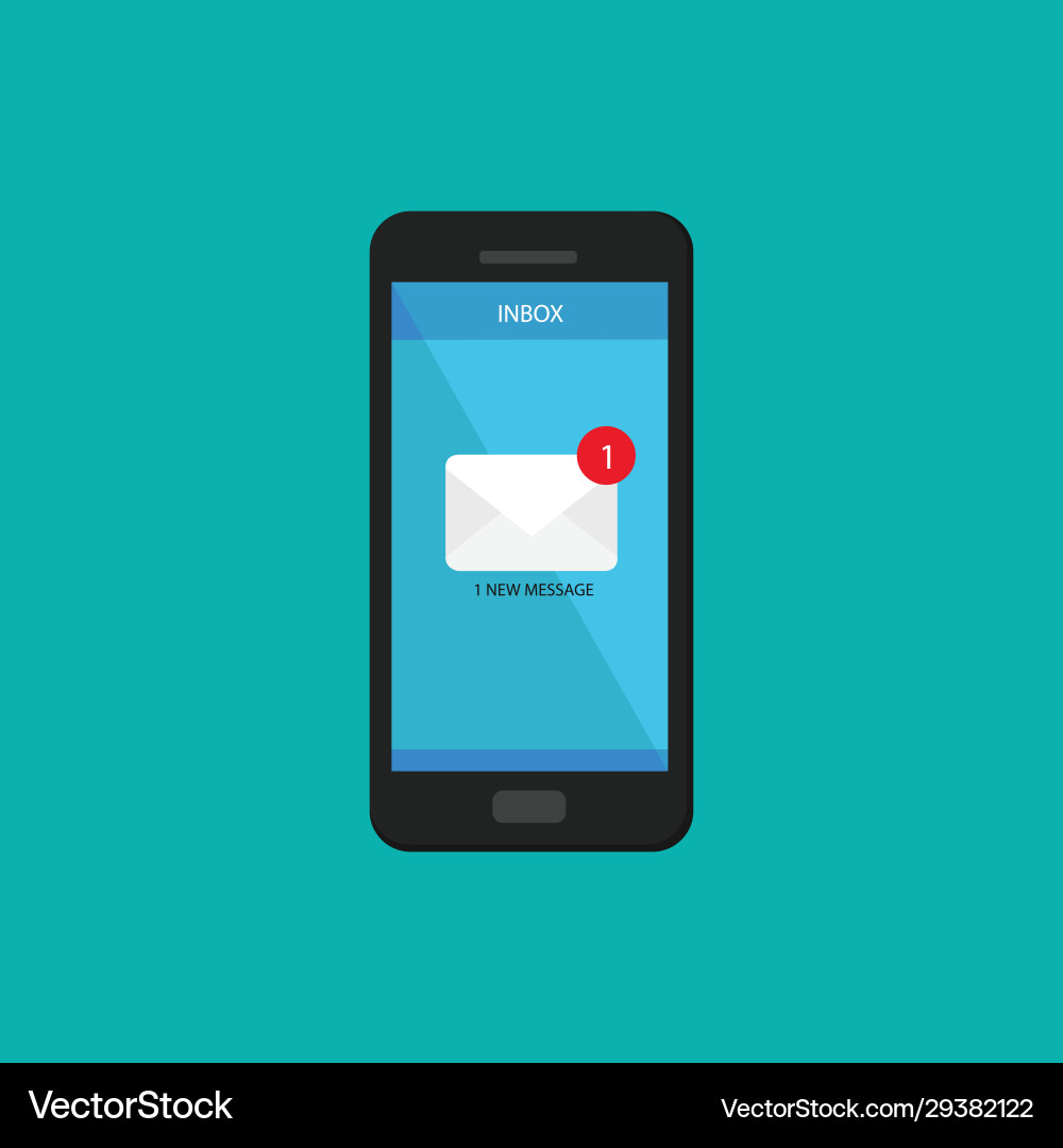 New message inbox smartphone flat design New message inbox smartphone flat design vector image