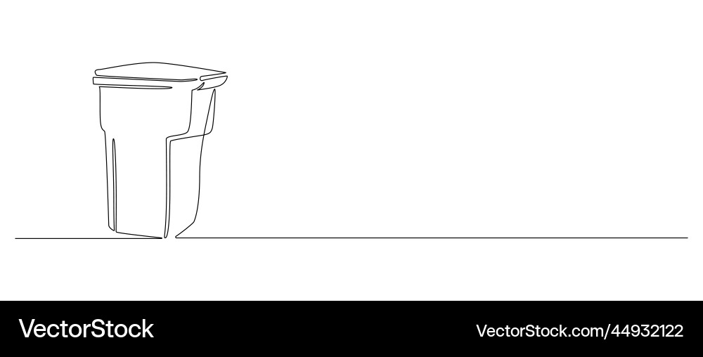 One continuous line drawing of garbage container Vector Image