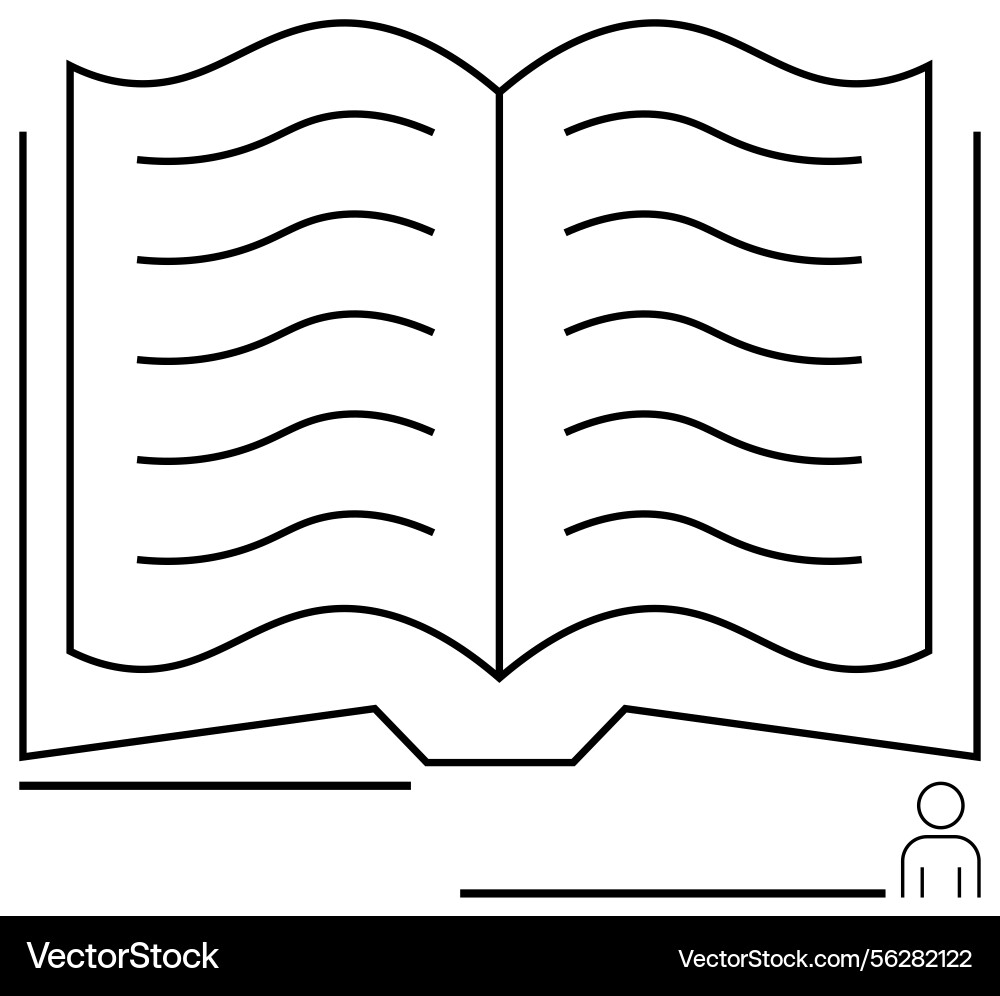 Open book with pages and small figure emphasizing Vector Image