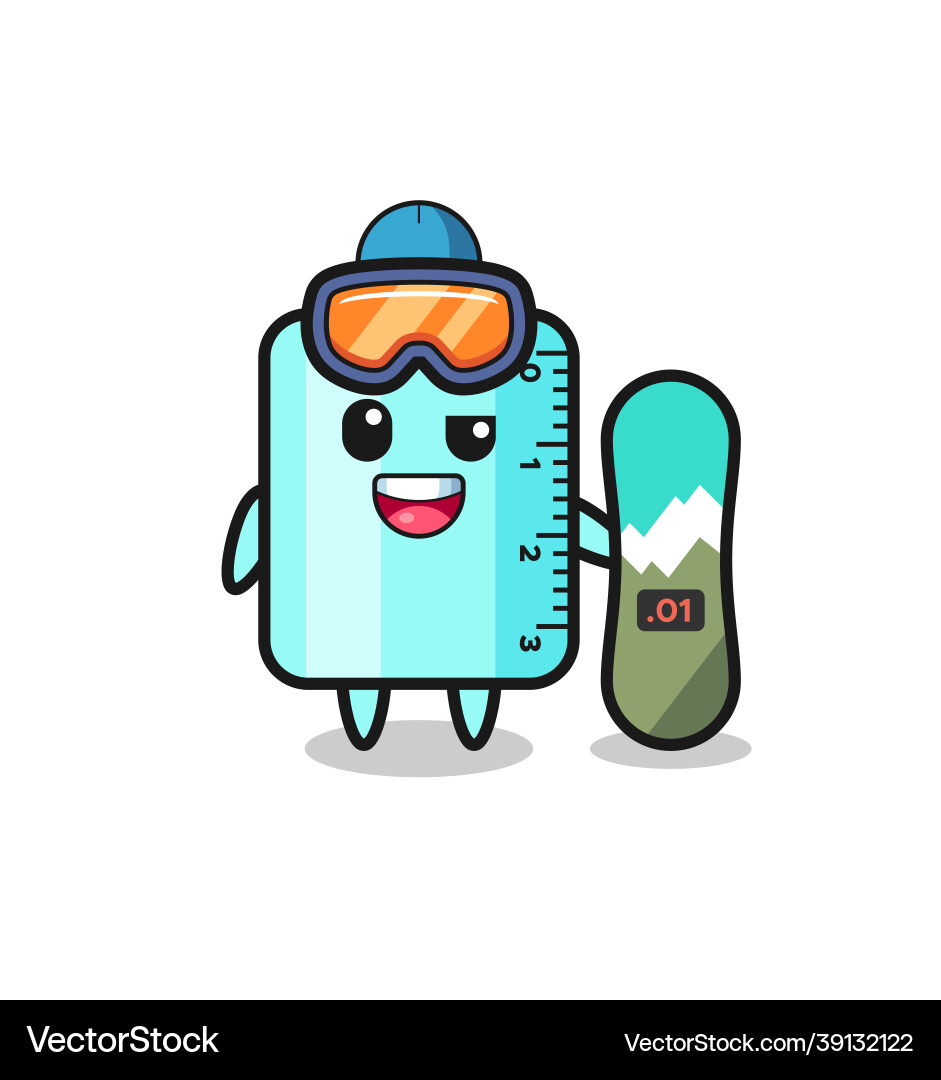 Ruler character with snowboarding style Ruler character with snowboarding style vector image