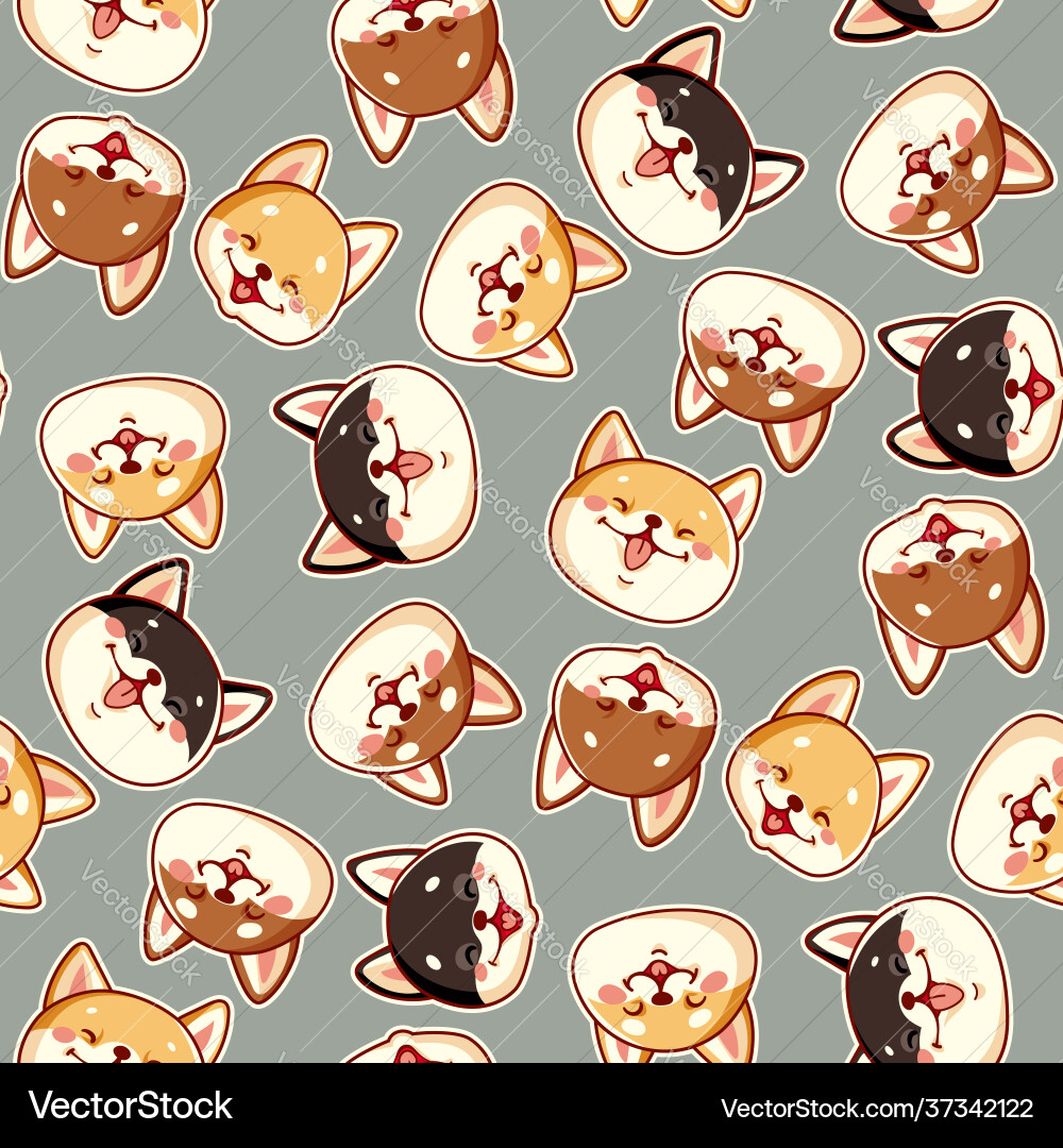 Seamless pattern with cute shiba Seamless pattern with cute shiba vector image