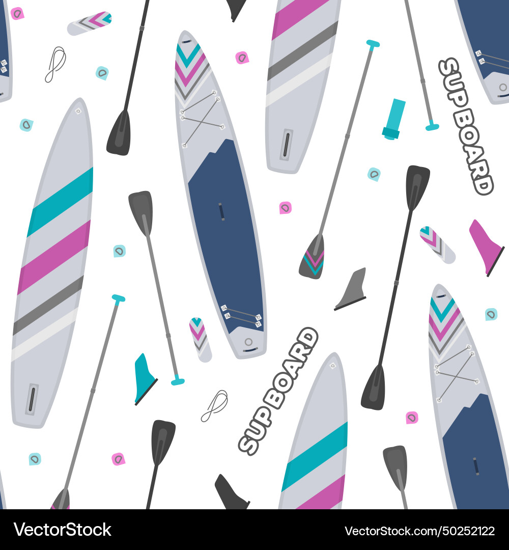 Seamless pattern with inflatable paddle supboard Vector Image