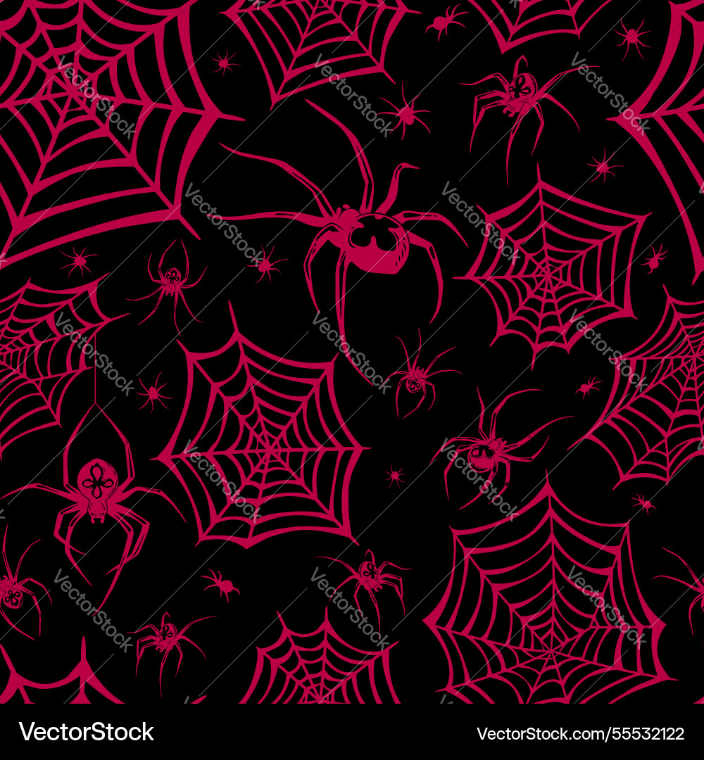 Spooky Red Spider Web Pattern vector image