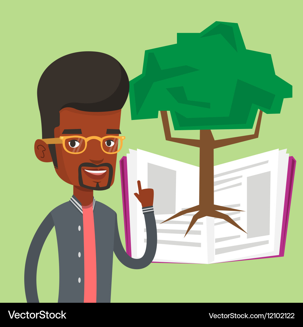 Student pointing at tree of knowledge Vector Image