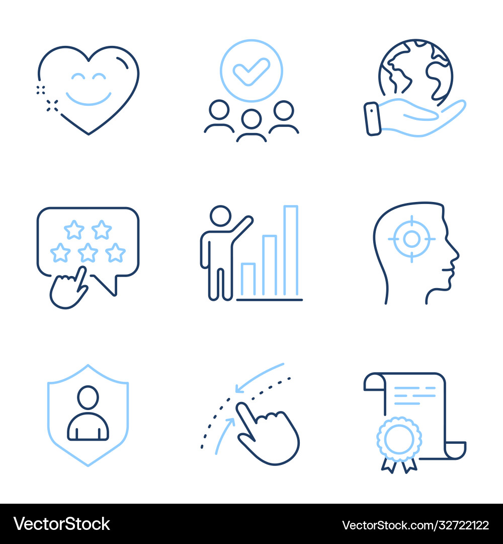 Swipe up graph chart and smile chat icons set Swipe up graph chart and smile chat icons set vector image