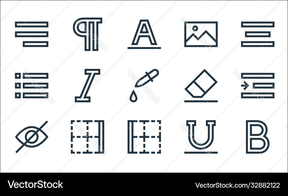 Text editor line icons linear set quality Text editor line icons linear set quality vector image