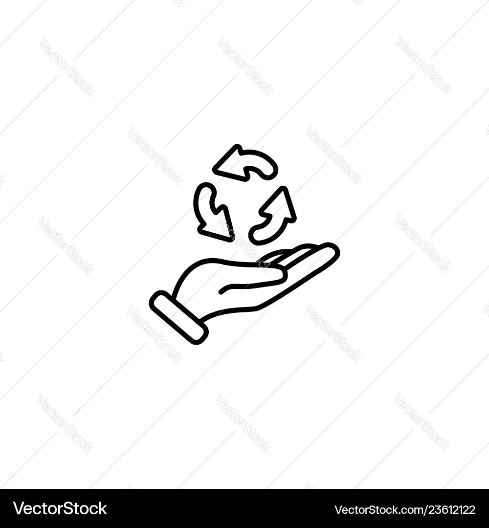 Web line icon three round arrows in hand service vector image
