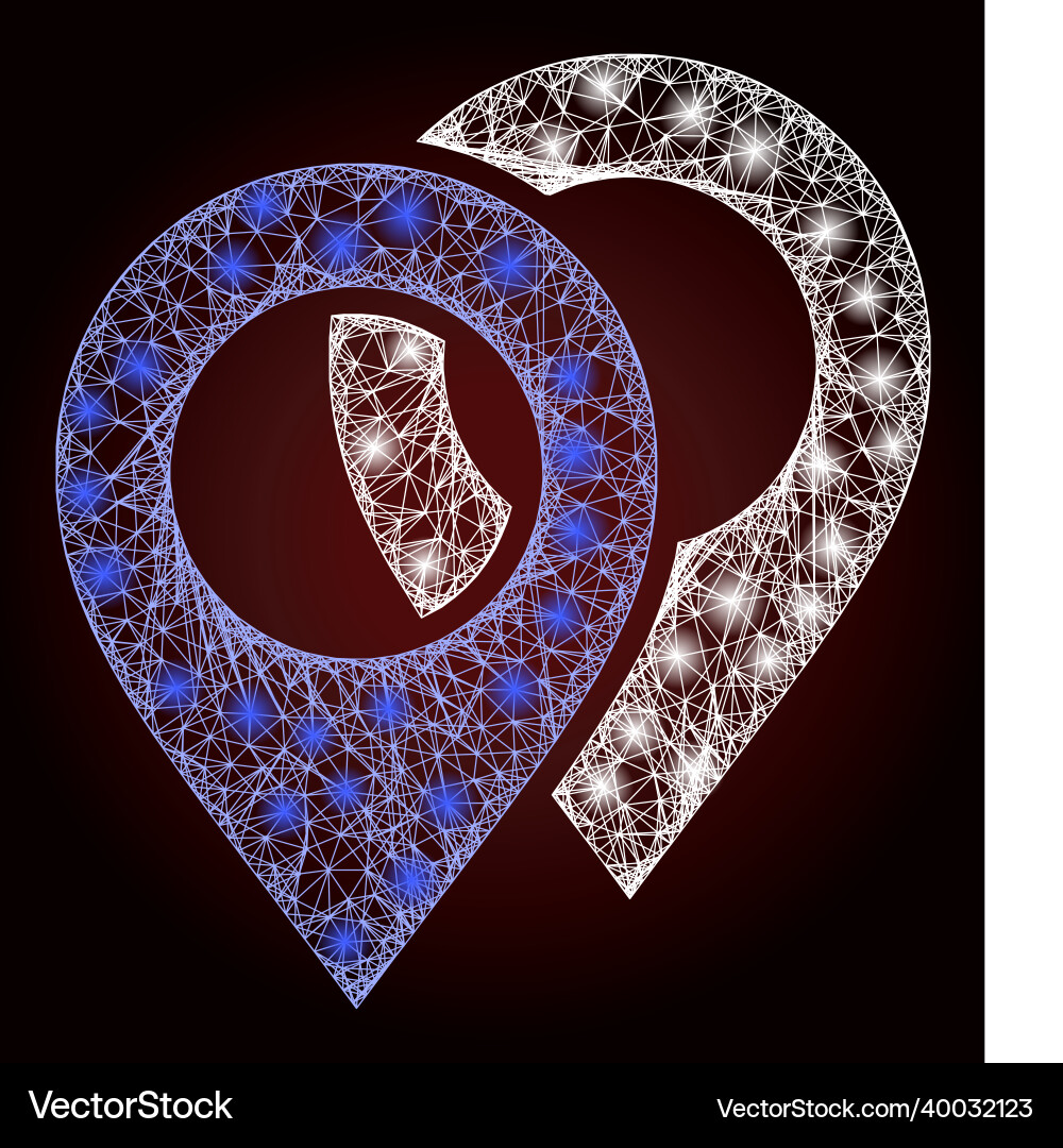Bright net mesh map markers with lightspots Bright net mesh map markers with lightspots vector image