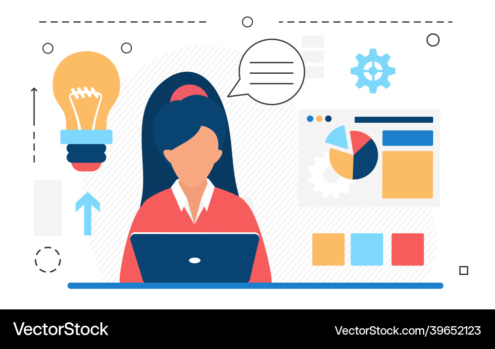 Businesswoman Analyst arbeitet mit Laptop Businesswoman Analyst arbeitet mit Laptop vektorbild