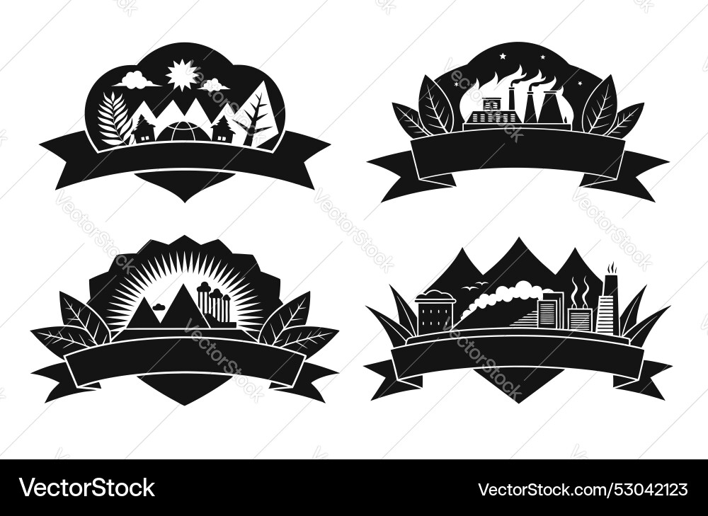 Four different concepts related to environment Vector Image