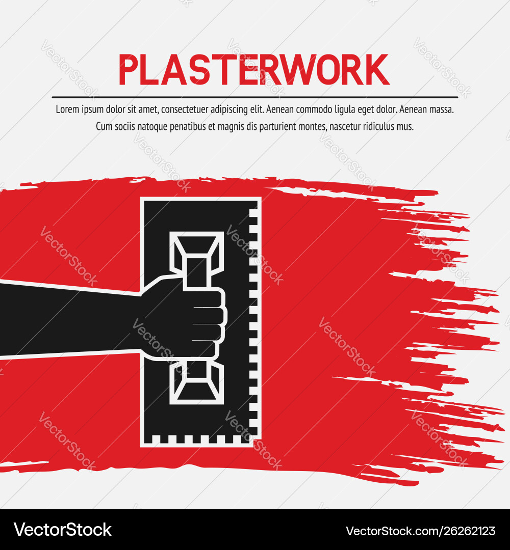 Hand with trowel plaster work design Hand with trowel plaster work design vector image