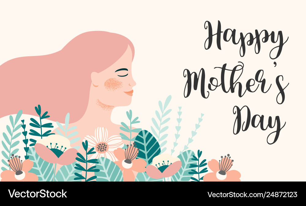 Happy mothers day with woman Happy mothers day with woman vector image