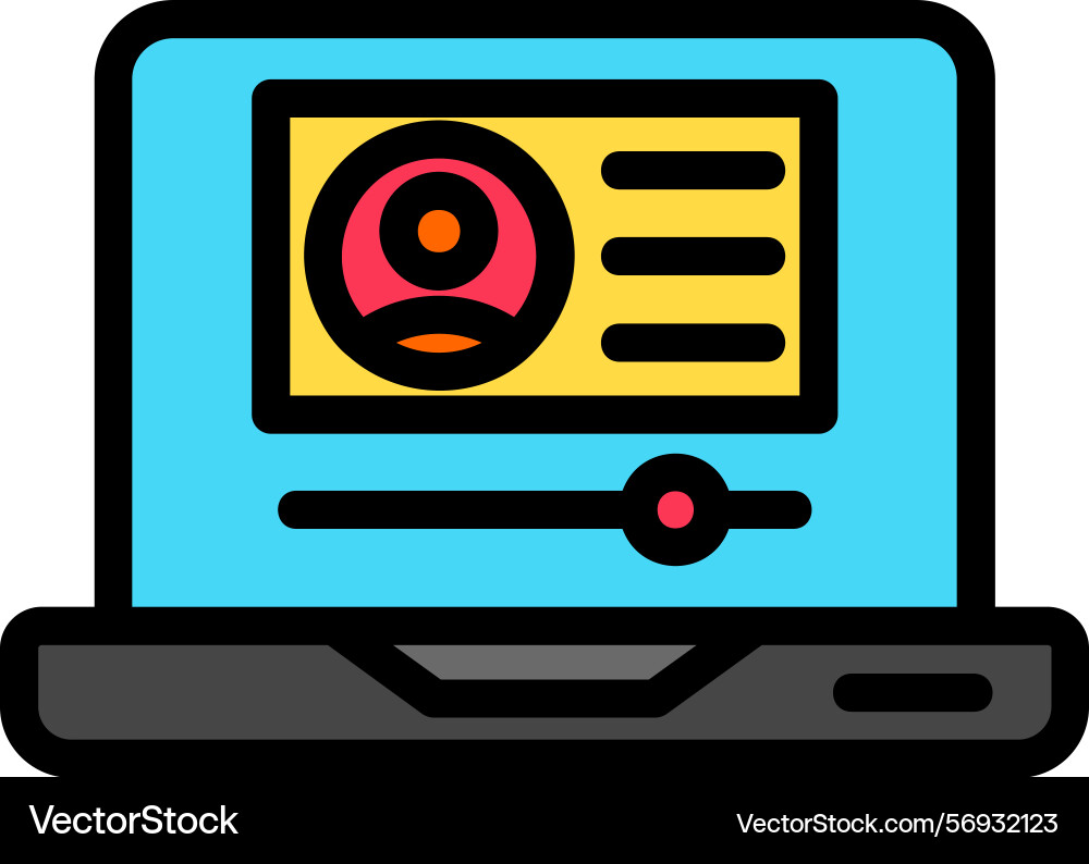 Interactive learning line filled style icon design Vector Image
