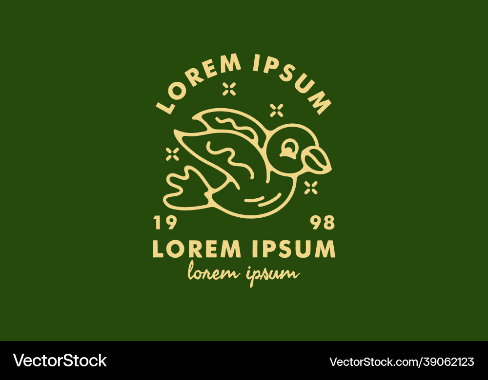 Line art of flying bird with lorem ipsum text Line art of flying bird with lorem ipsum text Vector Image