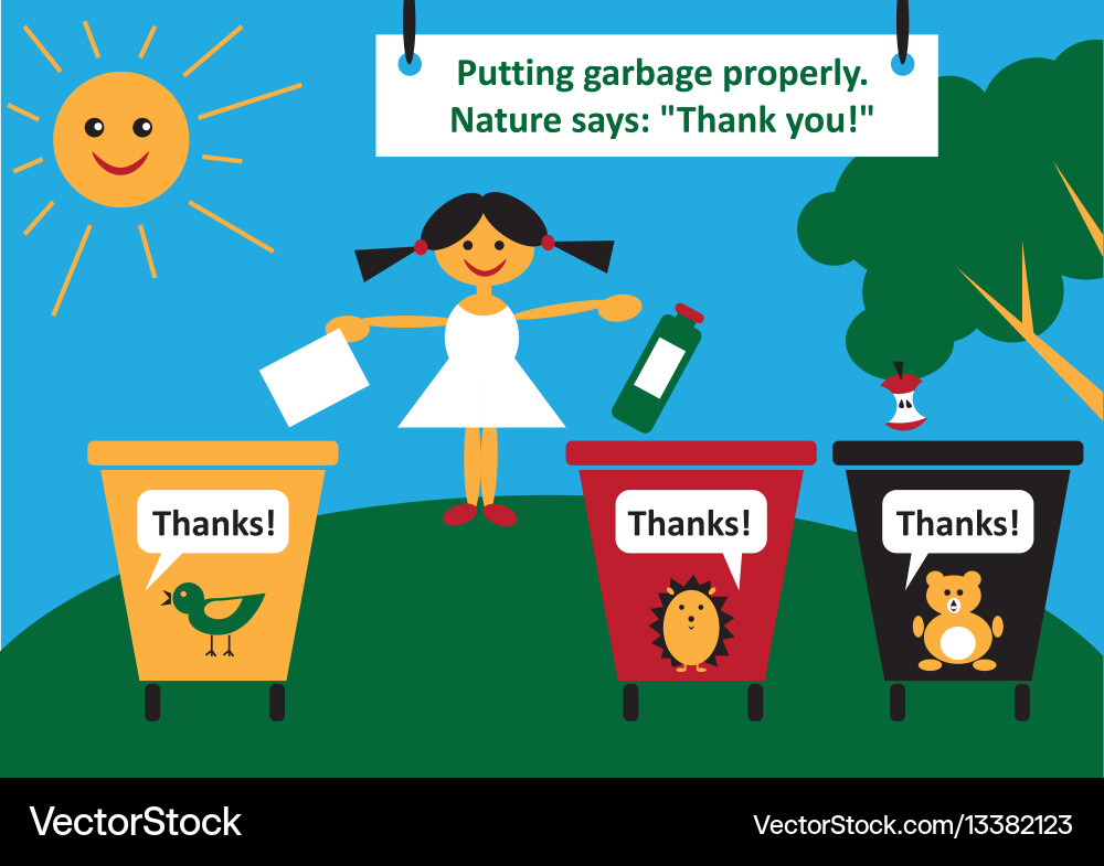 Putting garbage properly Vector Image