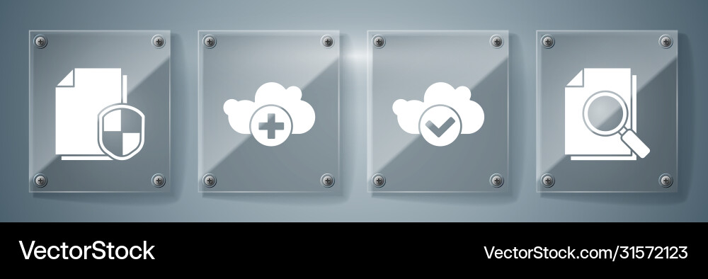 Set document with search cloud check mark Set document with search cloud check mark vector image