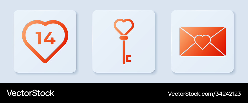 Set key in heart shape and envelope Set key in heart shape and envelope Vector Image