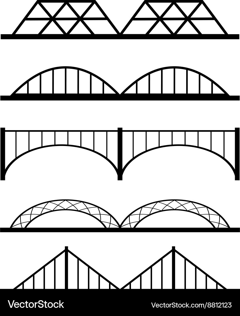 Set of different bridges connection vector image