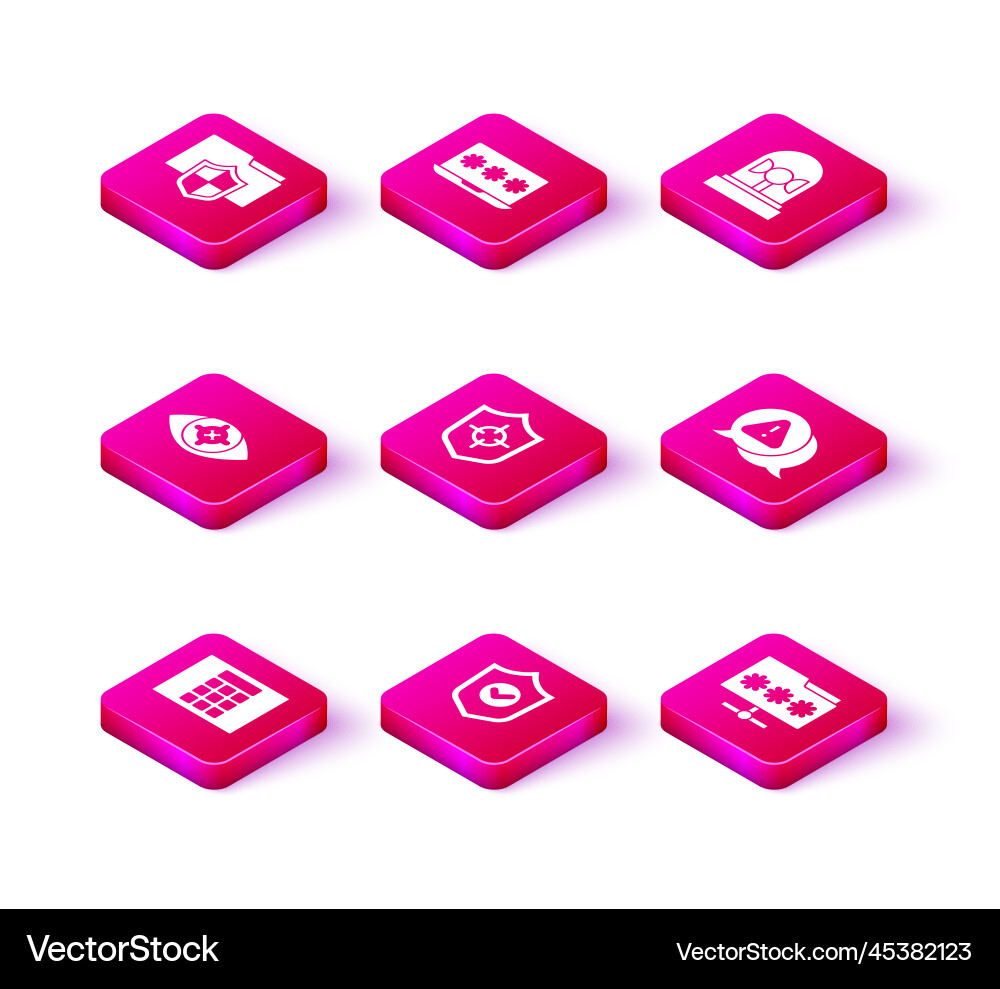 Set password protection shield with check mark Vector Image