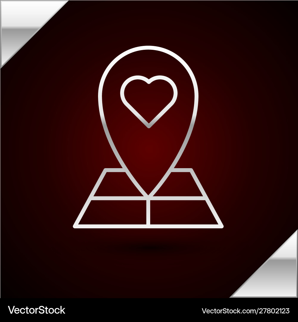 Silver line map pointer with heart icon isolated Silver line map pointer with heart icon isolated vector image