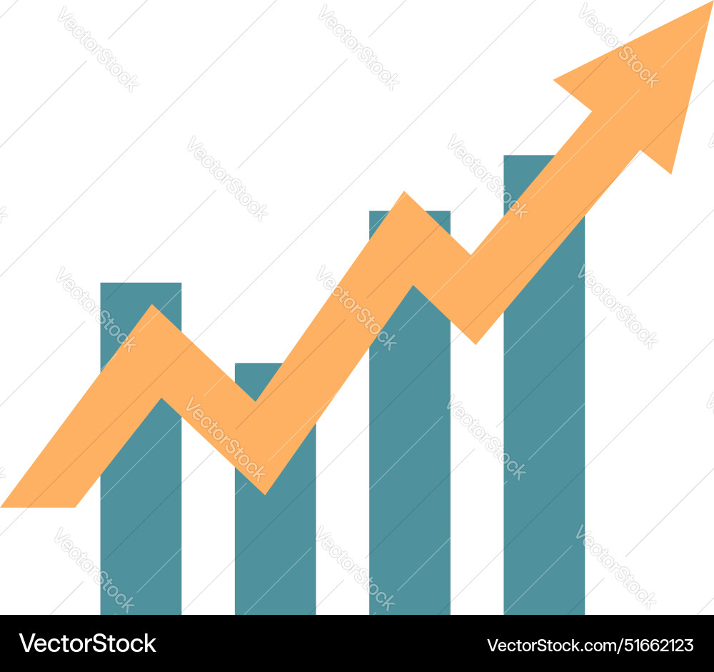 Statistical chart with bars showing positive Statistical chart with bars showing positive vector image