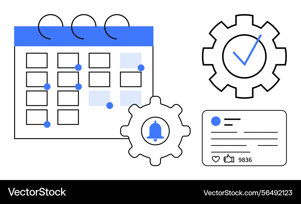 Task management with calendar notifications Vector Image