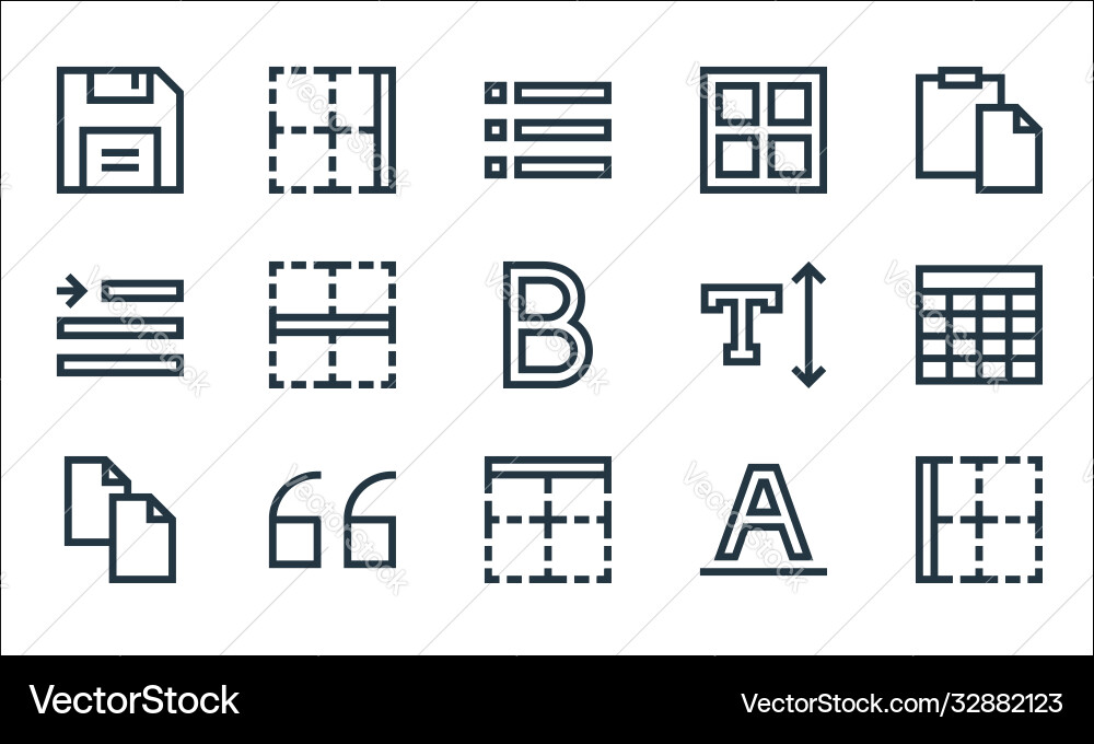 Text editor line icons linear set quality Text editor line icons linear set quality vector image