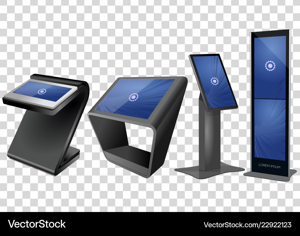 Vier Werbe-Interaktive Informationen Kiosk Vier Werbe-Interaktive Informationen Kiosk vektorbild