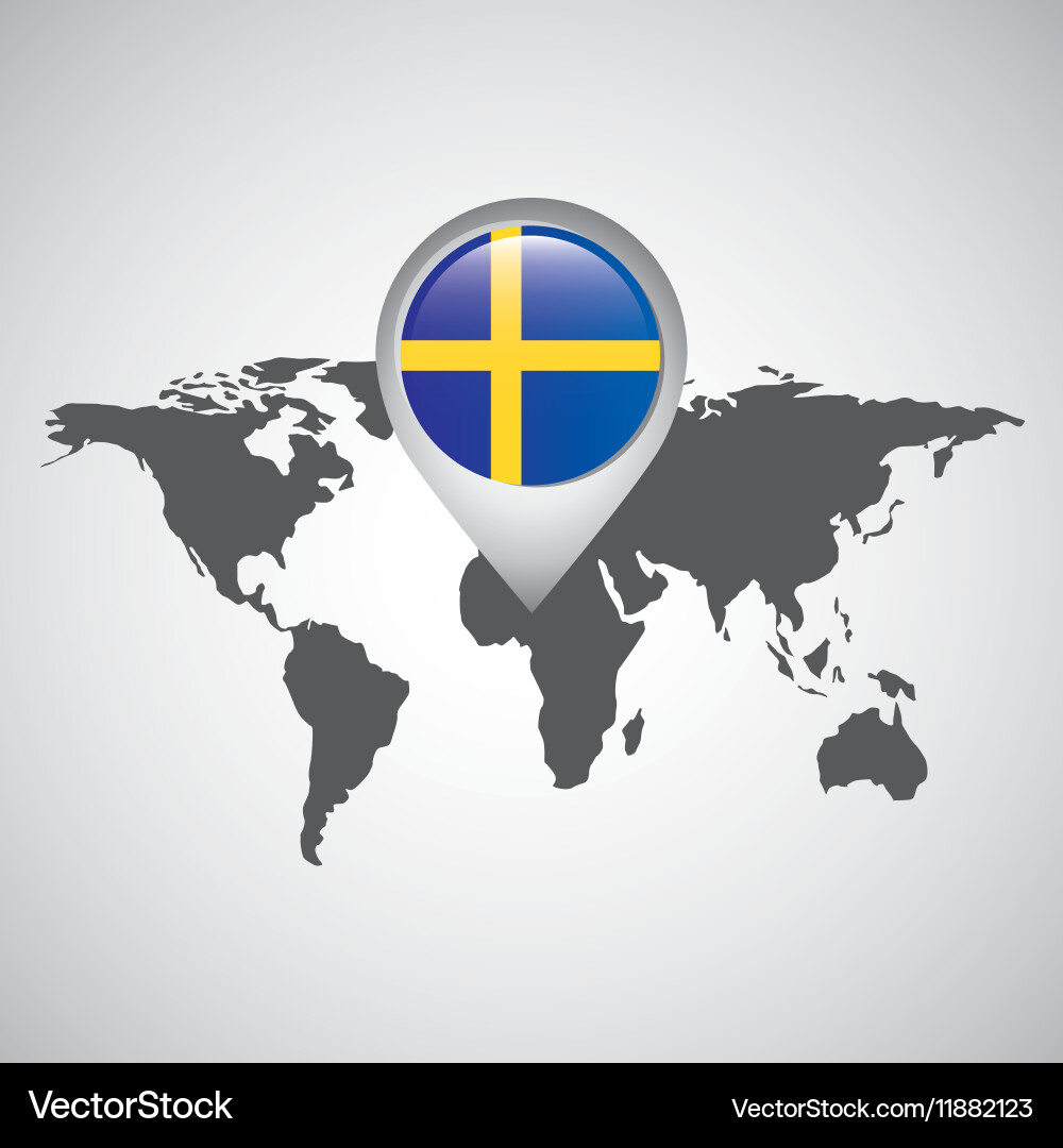 World map with pointer flag sweden Vector Image