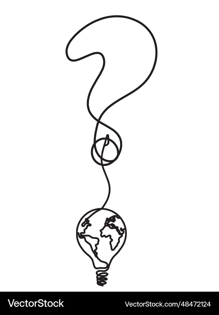 Abstract question mark with light bulb continuous Abstract question mark with light bulb continuous Vector Image