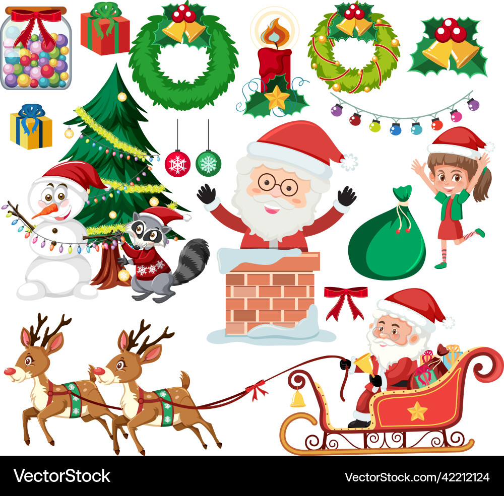 Christmas theme with many ornaments Christmas theme with many ornaments Vector Image