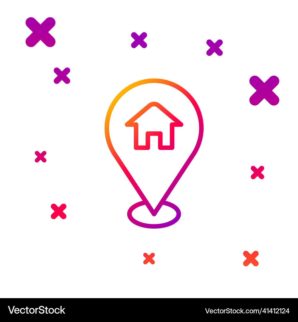 Color line map pointer with house icon isolated Color line map pointer with house icon isolated vector image