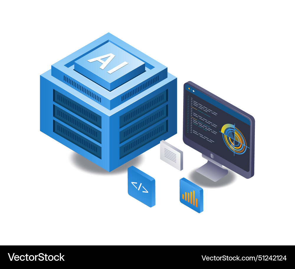 Computer data server technology infographic 3d vector image