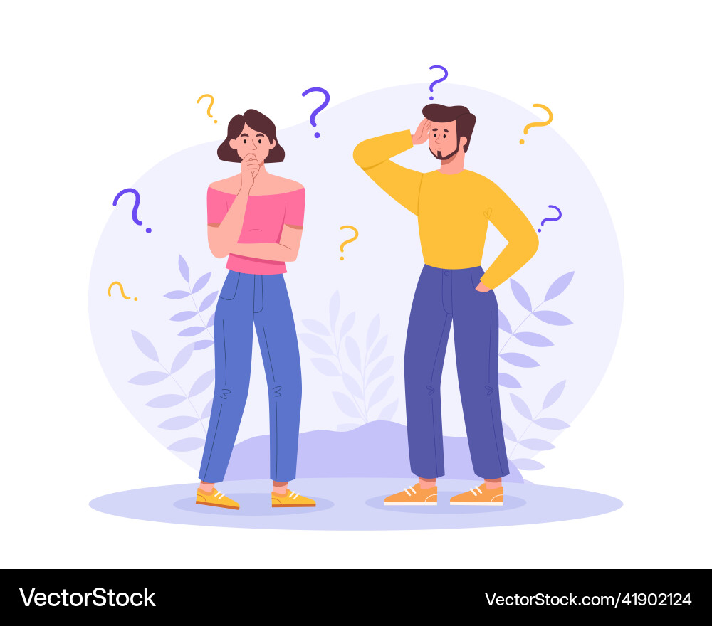 Couple with Question Marks - Uncertainty vector image