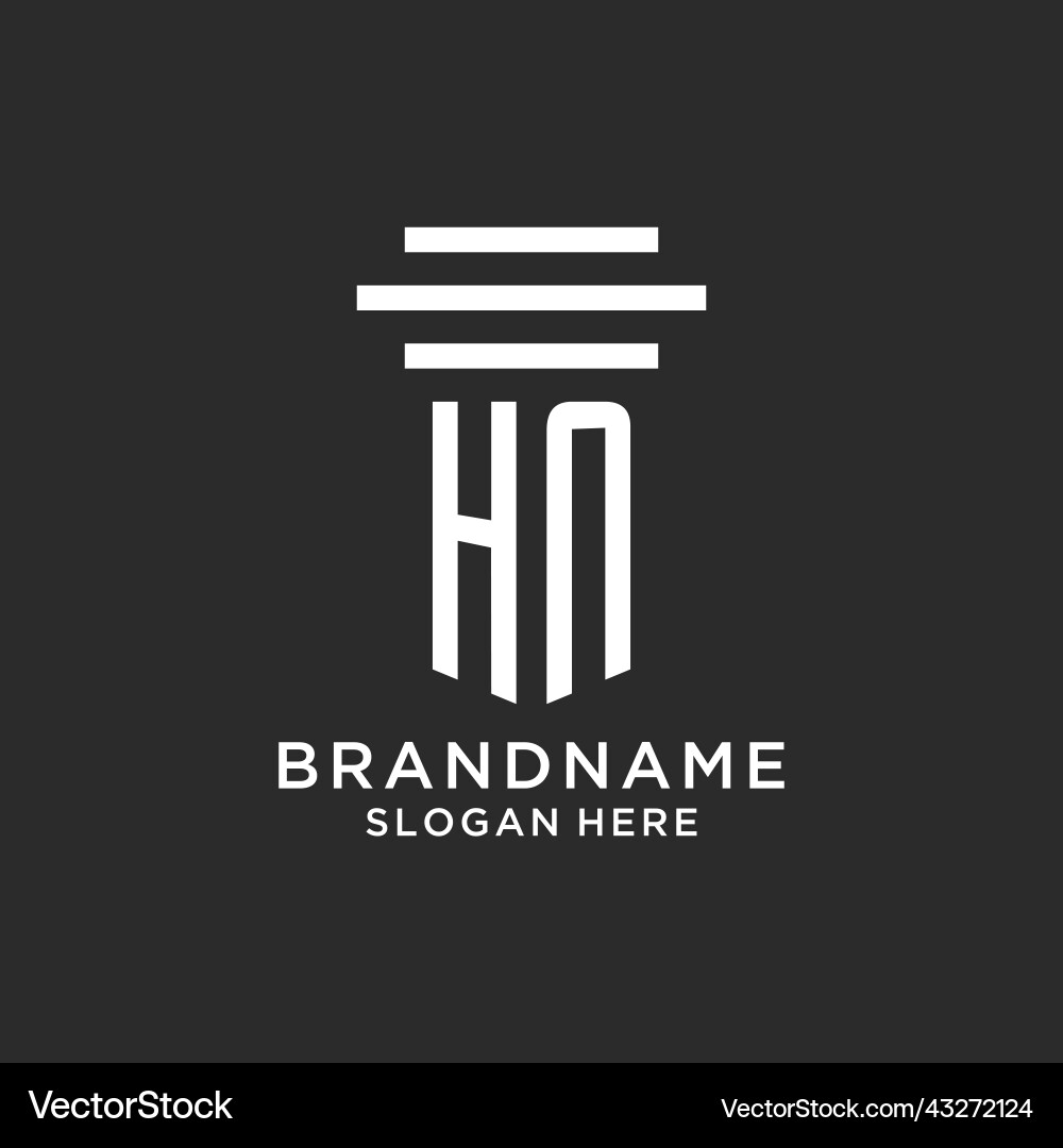 Hn initials with simple pillar logo design Hn initials with simple pillar logo design Vector Image