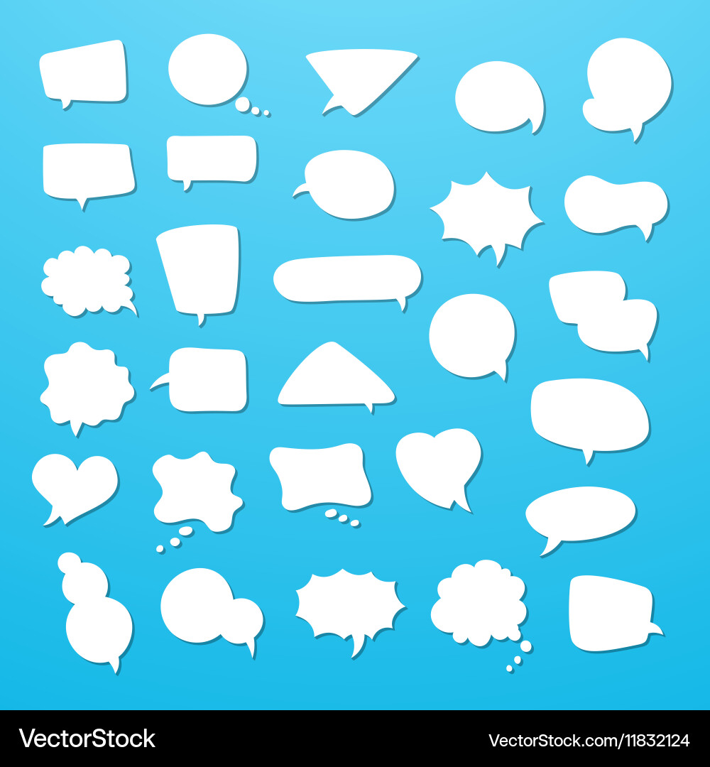 Icon set of empty speech bubbles think clouds vector image