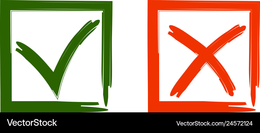 In the green box check mark a red square Vector Image