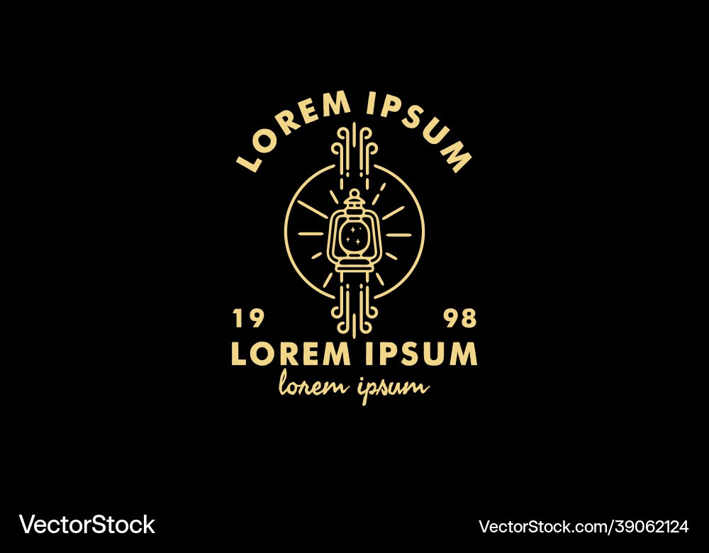 Lit lantern line art with lorem ipsum text Lit lantern line art with lorem ipsum text Vector Image