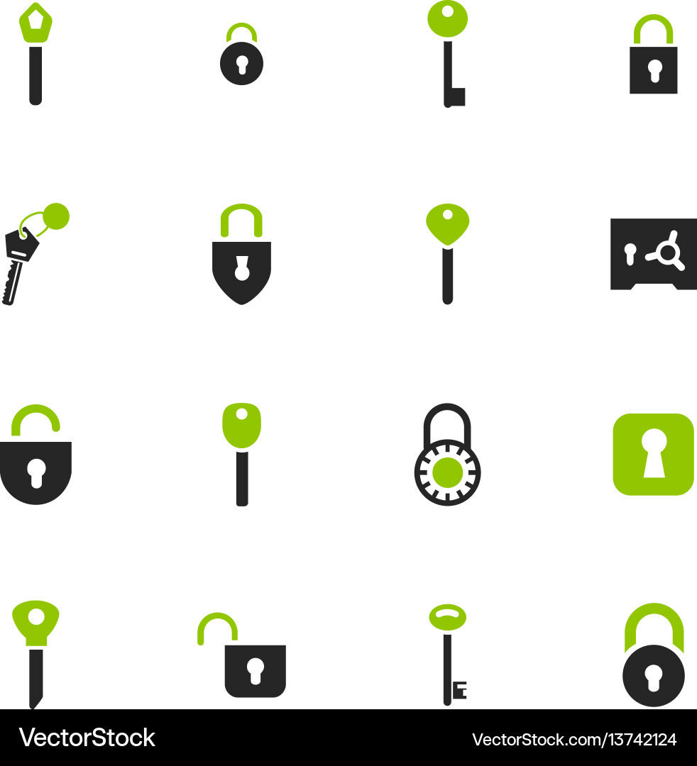 Lock and key icons set Vector Image