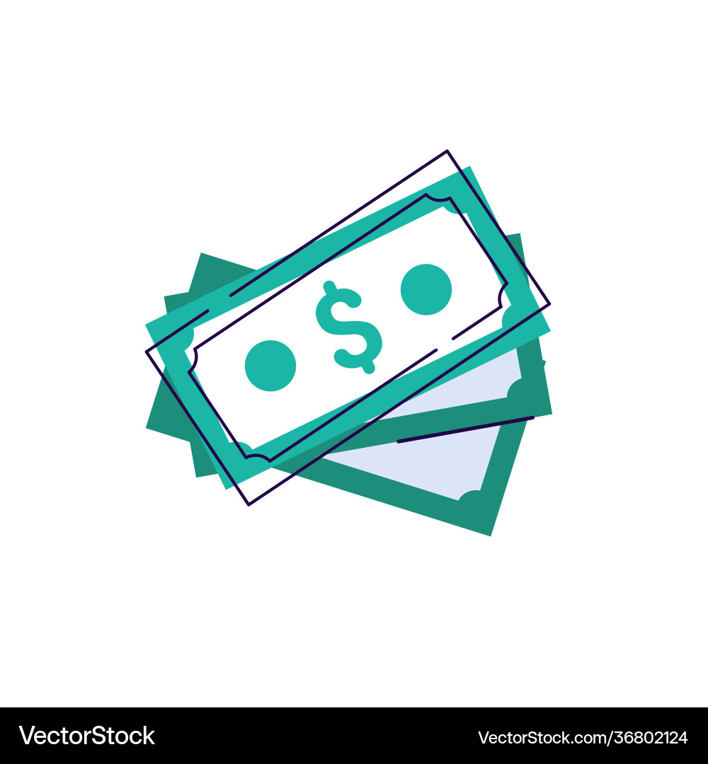 Money dollar sign cash stack icon vector image