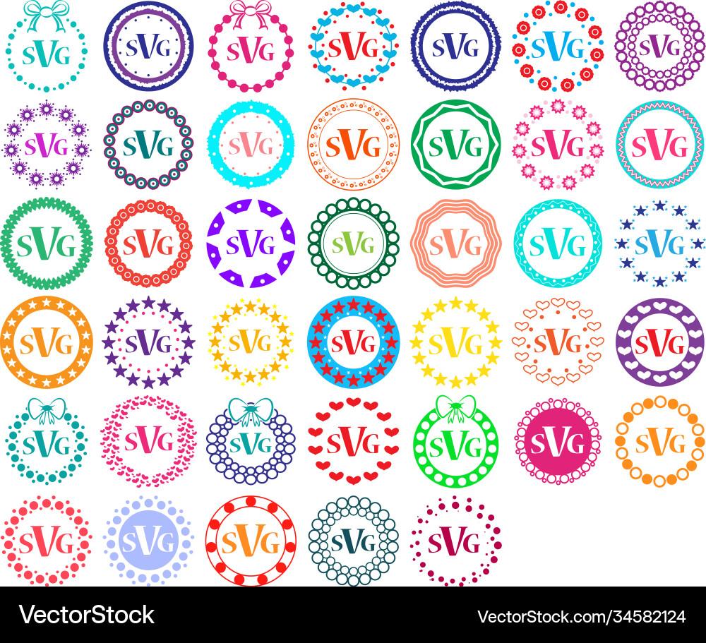 Monogram Frame Circle Set vector image