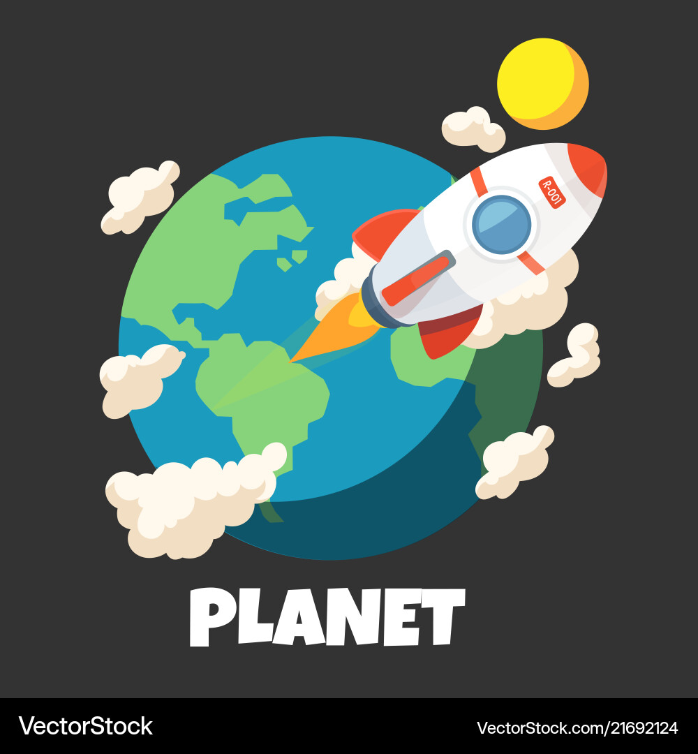 Planet rocket around the world design image Vector Image