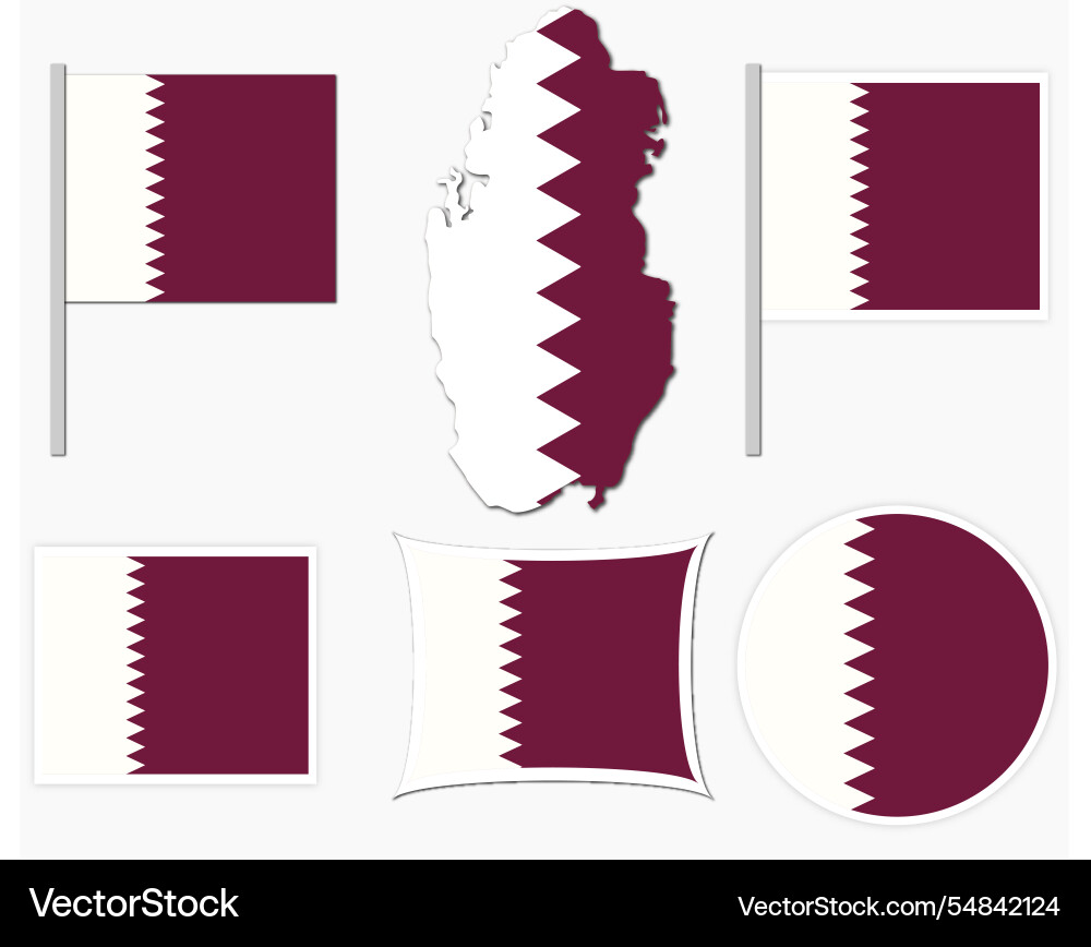 Qatar flags on many objects Qatar flags on many objects vector image