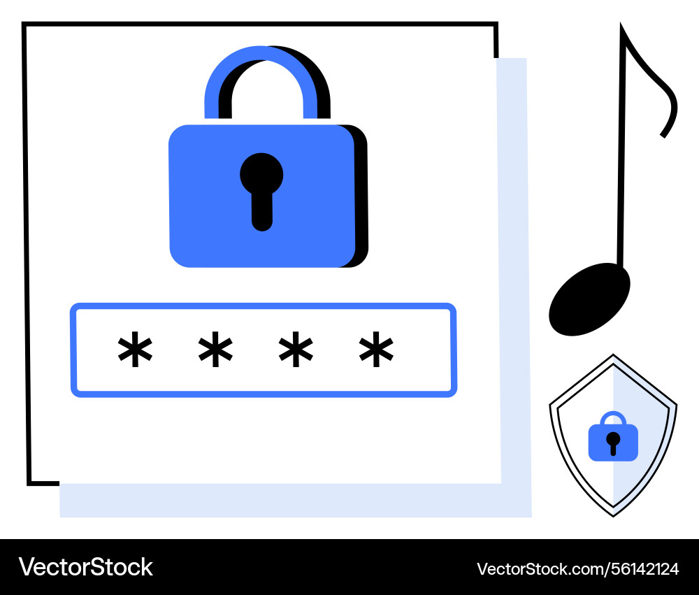 Secure music streaming with locked password access Secure music streaming with locked password access vector image