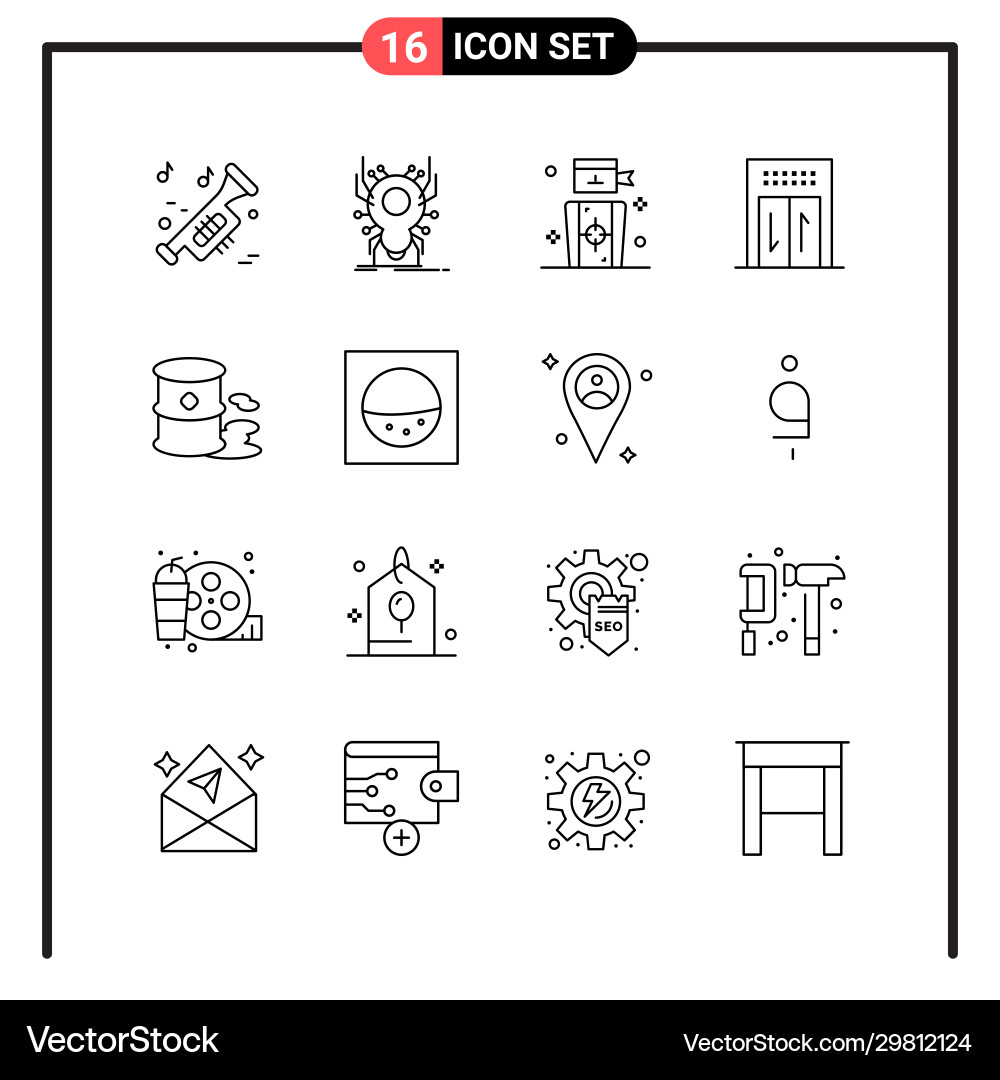 Set 16 line style icons for web and mobile Set 16 line style icons for web and mobile vector image