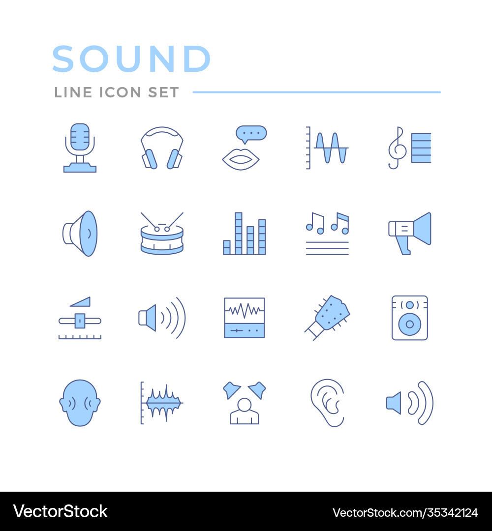 Set color line icons sound Set color line icons sound vector image