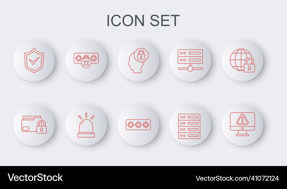 Set line monitor with exclamation mark folder vector image
