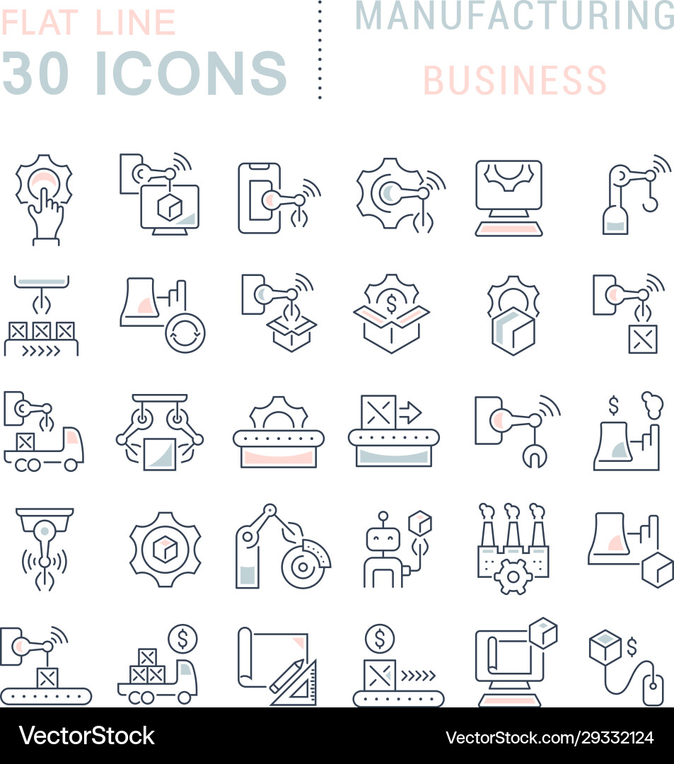 Set Linie Icons Herstellung Geschäft Set Linie Icons Herstellung Geschäft vektorbild